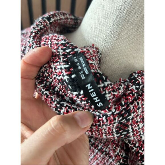 SHEIN Plaid Pattern Flap Detail Double Breasted Tweed Blazer size M or 6 - Picture 7 of 7